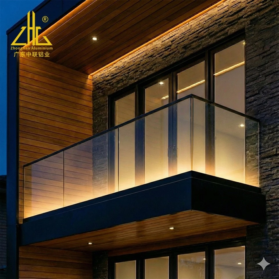 aluminum U channel modern glass balcony design (5)